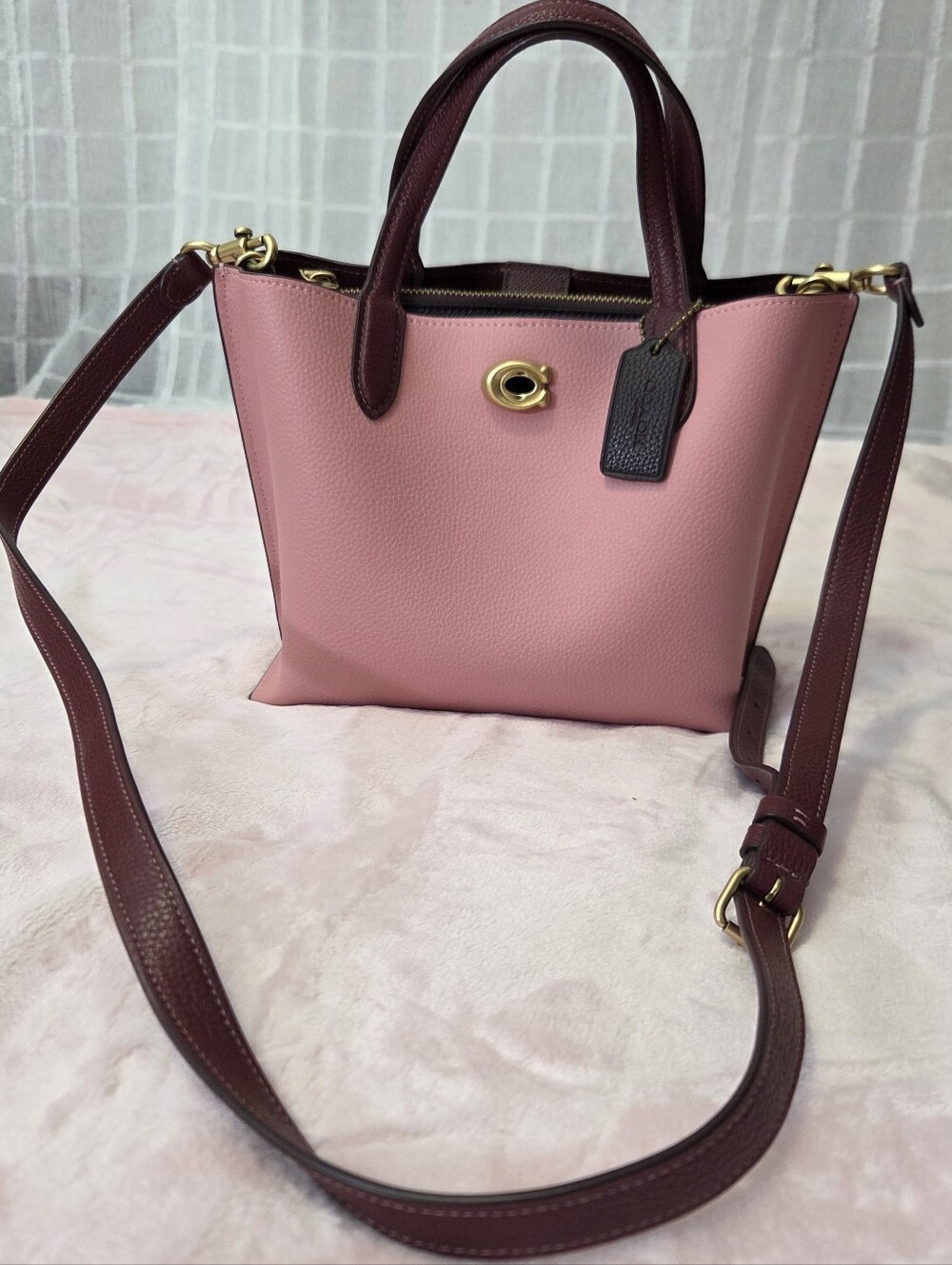 Coach  Willow  Tote 24 In Colorblock  Bubblegum Multi   Leather Crossbody Tote